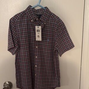 Ralph Lauren Short-Sleeve Plaid Button-Down Shirt - Blue & Red